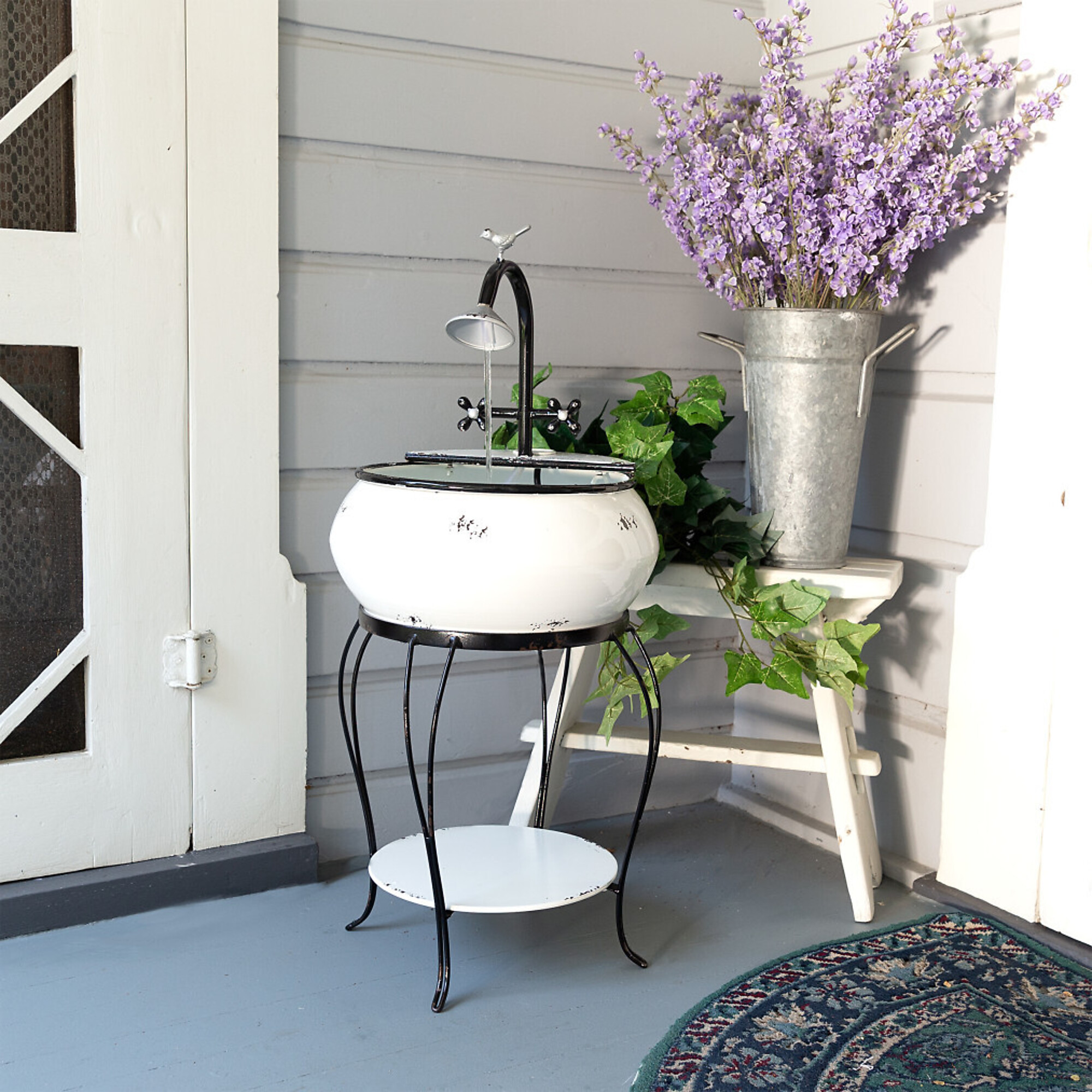 Alpine Corporation, Outdoor Vintage Sink Fountain and Stand, Volts 120 Power Cord Length 6 ft, Model# YHL170